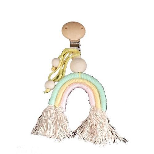 Rainbow Crochet & Wooden Baby Pacifier Clip - Assorted Colours