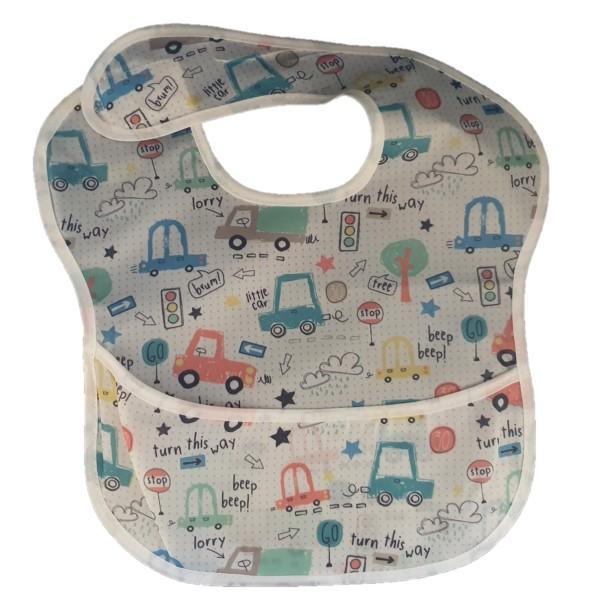 Waterproof Baby Bib with Crumb Catcher - Assorted Designs